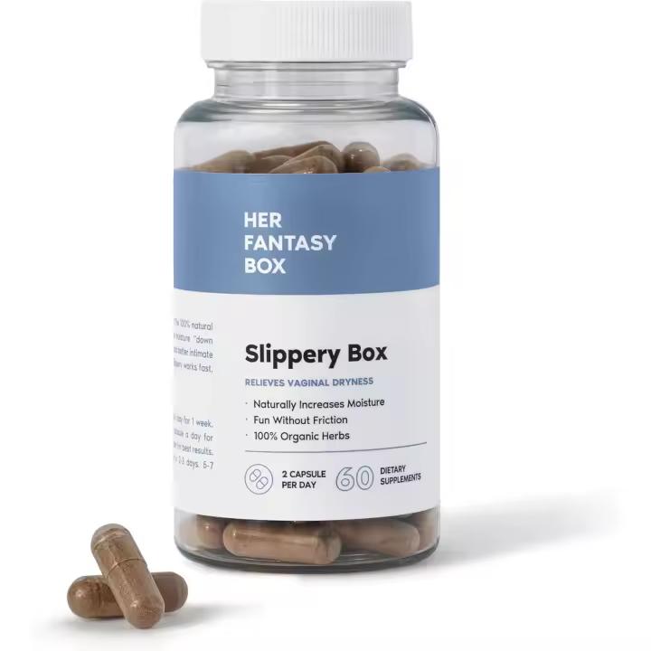 La fantasía de ella caliente |   Slippery Box Cuidado Feminino Salud Vaginal - 60 Cápsulas de acción rápida para el bienestar de la mujer, equilibrio del pH y intimidad - 1