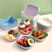 10pcs Set Reusable Fruit & Dessert Plates - Washable, Multifunctional Snack Dishes with Built-In Base for Bones & Candy - details 6