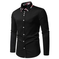 Nueva llegada de los hombres a cuadros bloque de Color camisa de manga larga otoño Casual Patchwork camisas hombre oficina diaria trabajo Social Top camisas - details 10