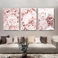 Póster de Flores Rosa Nórdicas en Lienzo 3pcs Decoración de Pared para Sala de Estar Arte de Pintura en Lienzo sin Marco para Decoración del Hogar Marca JUBEER - details 3