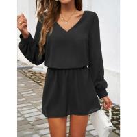 Vestido de manga larga para mujer, elegante color sólido, de moda, suelto, informal, barato - details 4