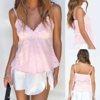 Camiseta rosa sin tirantes con Ence para Mujer, top Y2K Fairy Grunge, cuello en V, camiseta sin mangas, streetwear verano 2000 - details 1