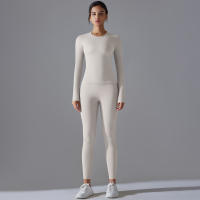 Hamidou-conjunto deportivo de Yoga para mujer, Leggings de gimnasio de secado rápido, de manga larga Camiseta deportiva para correr, pantalones de entrenamiento para correr - details 2
