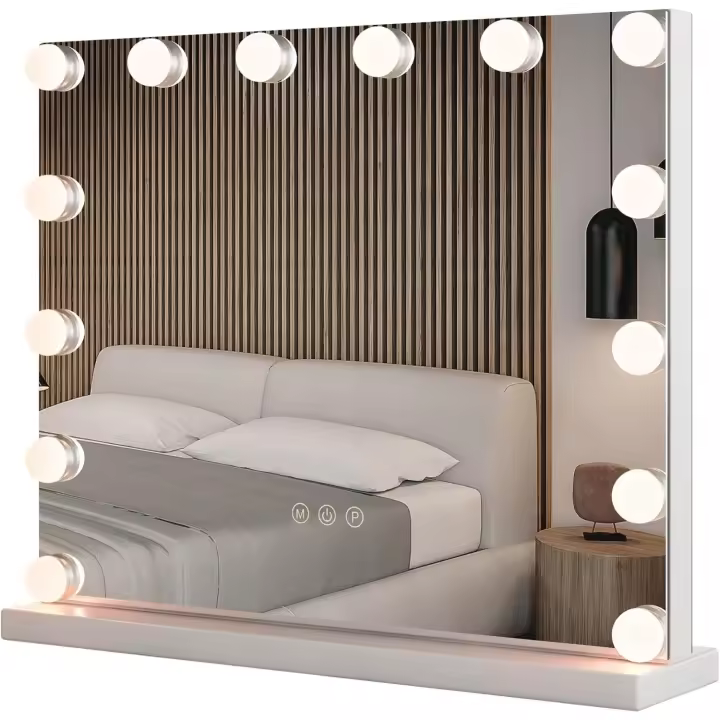 Espejo Maquillaje con Luz, Espejo Hollywood con 14 Bombillas LED, 3 Modos de Iluminación Ajustables, Espejo Tocador con Luz Camerino, Control Táctil, 50 x 12 x 43 cm - 1