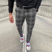 Pantalones casuales a rayas a cuadros grandes para hombres, leggings de moda - details 7