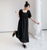 Vestido largo informal elegante para verano, novedad de 2024, vestido largo holgado de talla grande, holgado, adelgazante, de manga corta, falda acampanada a la moda - details 24