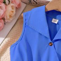 Vestido de Princesa para Niña en Verano Cinturón Encaje sin Mangas en Rosa - details 13