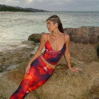 BUNO-Conjunto de 2 piezas con estampado Tie-Dye de gato extraño para mujer, moda Hipster Y2K, camisola elegante con cuello en V + faldas Maxi, ropa de calle a juego - details 26