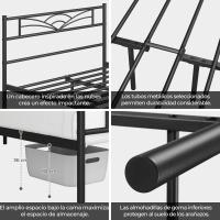 Cama Doble con Espacio Bajo Marco de Metal Altura 32cm Cama Individual con Cabecera para Colchón 140X 200cm Negro - details 7