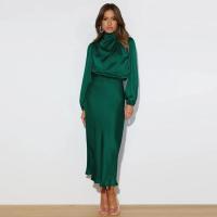 Primavera Verano nuevo vestido de manga larga de satén de gama alta vestido de noche elegante para mujer ropa de fiesta vestidos de celebridades - details 4