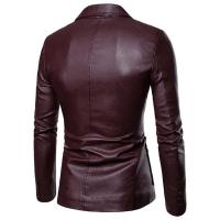 Chaqueta de Cuero PU Delgada para Hombres 2025 Estilo Casual con Mangas Largas y Abotonaduras - details 7