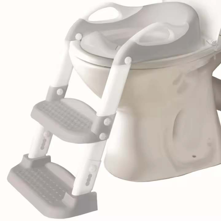 Asiento de entrenamiento para ir al baño con escalera de 2 escalones para niños pequeños: asiento tapizado y resistente a salpicaduras, regulable en altura (gris) - 1