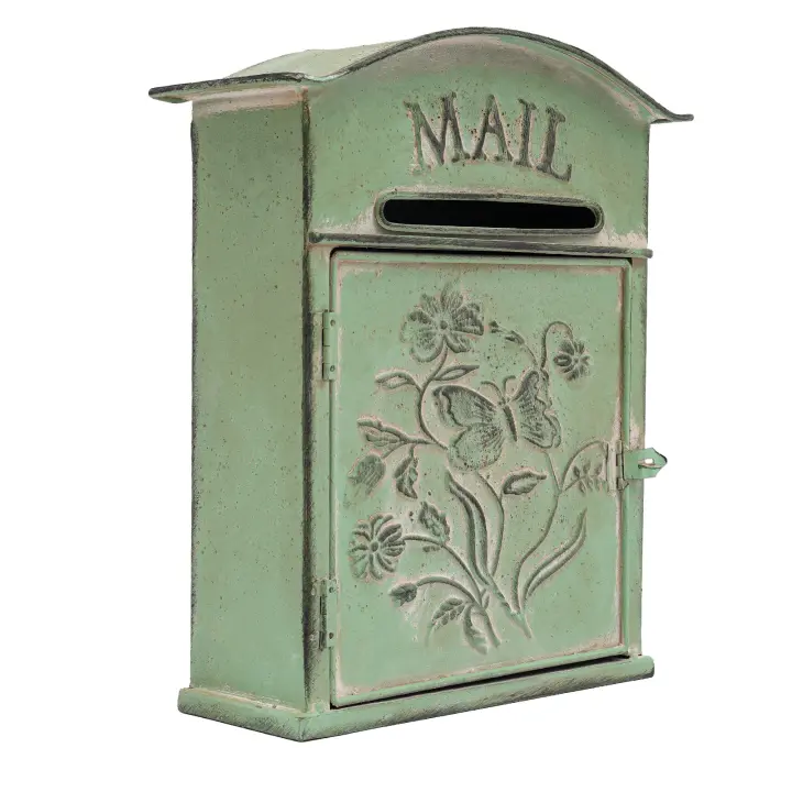 Cajas de correo vintage para casa, buzón montado en la pared, puertas, buzón verde de hierro, buzón artístico, entrega de paquetes para paredes de adorno de jardín exterior - 1
