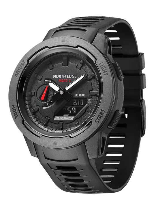 NORTH EDGE MARS3 Reloj táctico para hombre, reloj deportivo resistente al agua hasta 50 m, material de fibra de carbono - 1