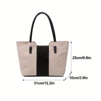 Bolso de mano de gran capacidad con superficie de gamuza para mujer, bolso de mano de ocio de moda coreana, bolso de mano con empalme de colisión de colores vintage - details 1