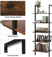 Estante de Libros Industrial Homfa Unidad de Almacenamiento de Pared para Habitación 60x35x185cm - details 2