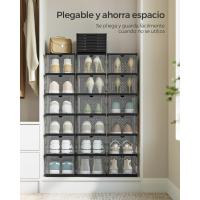 Juego de Organizadores de Zapatos 12 Cajas Apilables, 2 Zapateros Plegables y Portátiles, Hasta Talla 46, Montaje en 60s, Transparente y Blanco - details 13