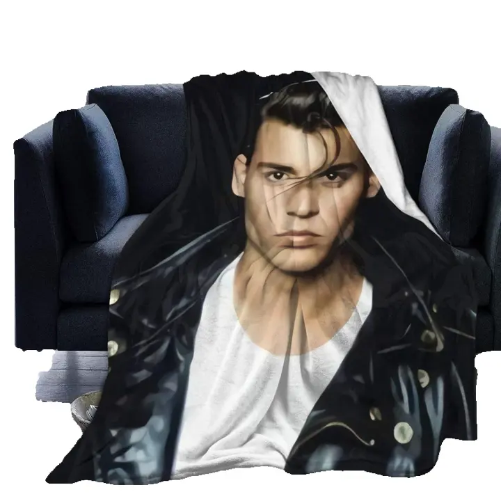 Manta de Felpa Suave y Cómoda Johnny Depp para Sofá Oficina Cama en Auto Couchie Plush Cozy para Playa Tamaño Ajustable Color Sólido Estilo Casual - 1