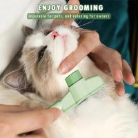 Cepillo para gatos con botón de liberación, peine para pulgas para gatos de interior, peine para perros, herramienta de depilación para mascotas, autolimpieza con dientes de metal de acero inoxidable largos y cortos para mudar - details 2