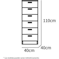 Cómoda 6 Cajones guías metálicas, Cajonera Dormitorios, Blanco, 110x40x40cm (Alto x Ancho x Fondo) con Tirador, Colección Tibet - details 4