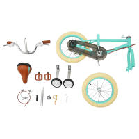 Bicicleta Verde para niños de 14 pulgadas, adecuada para niños y niñas, con ruedas de entrenamiento de colores - details 4