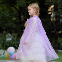 Girl Costume Children Elegant Dress Cape Kids Christmas Halloween Party Supply Girl Tulle Cloak Elsa Rapunzel Cosplay Accessory - details 17