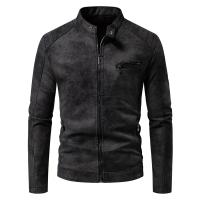 Al aire libre hombres moda cuello alto Tops Otoño Invierno transpirable abrigos a prueba de viento nueva chaqueta de cuero versátil informal Retro sólido - details 4
