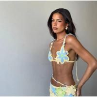 OUWU-Conjunto de falda larga de punto para mujer, top de bikini bordado floral, falda de cintura, elegante vestido de playa de verano - details 5