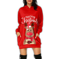 Vestido con Capucha de Manga Larga Estilo Casual para Mujeres Vestido Impreso para Fiesta de Navidad y Año Nuevo - details 20