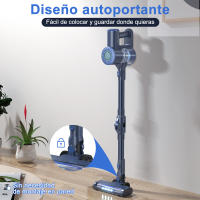 PrettyCare W400 Aspiradora Inalámbrica 25Kpa 40 Minutos Potente Aspiradora con 3 Cabezales de Cepillo Autoestables Faro LED - details 0