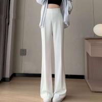 Pantalones de pierna ancha para mujer, pantalón negro de cintura alta de estilo coreano, pantalones de traje grises holgados a la moda para oficina, ropa de calle - details 10