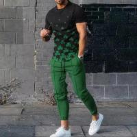 Conjunto deportivo de 2 piezas para hombre, traje de jogging con estampado 3D, moda de verano, nuevo estilo, camiseta de manga corta con sonrisa divertida y pantalón - details 4