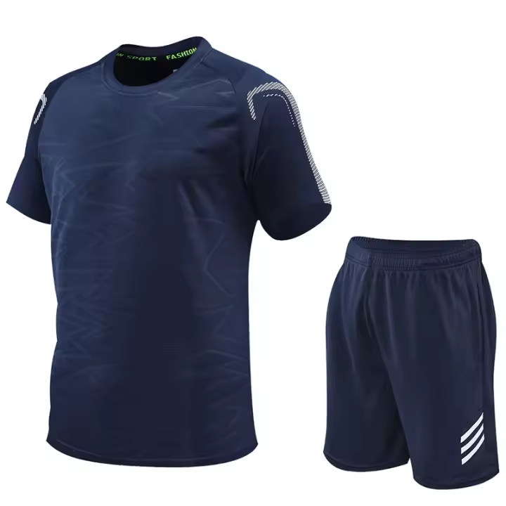 Traje deportivo de verano, traje de fitness para hombres, camiseta para correr al aire libre, traje de entrenamiento de manga corta, aumento de la sudoración de verano - 1