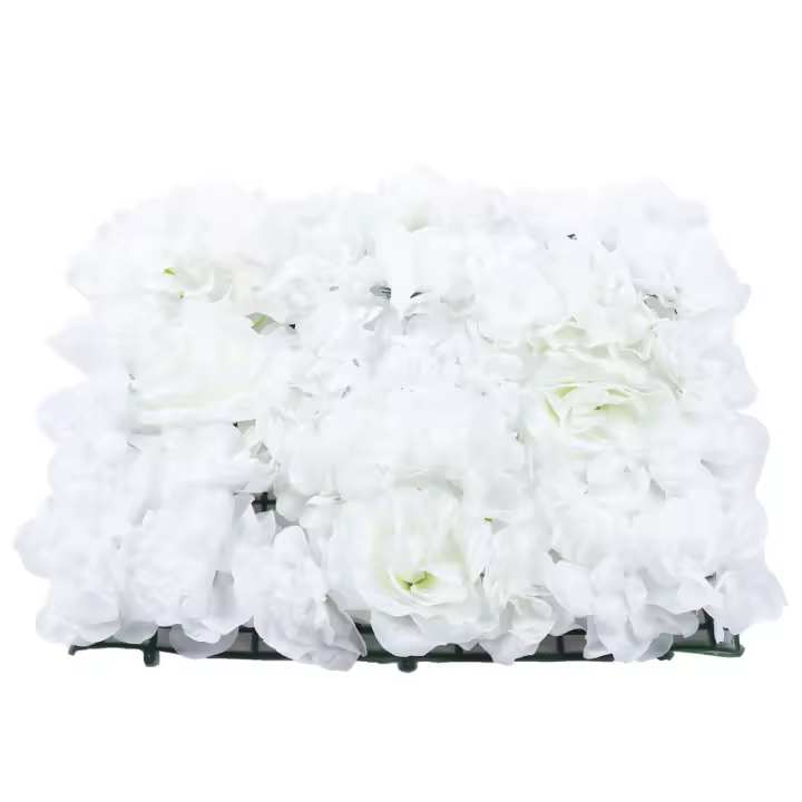 Panel de pared blanco lechoso Artificial, flor de seda para decoración de fondo de fiesta de boda, 9 piezas - 1