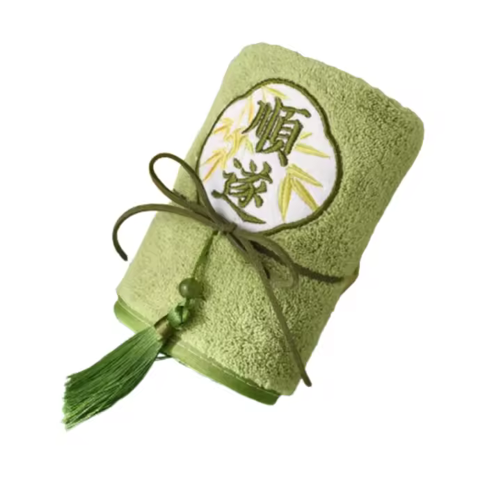 Toalla con borlas bordadas de alta absorción, toalla facial gruesa de estilo chino, Toalla de baño de regalo de boda respetuosa con la piel para niños/adultos - 1