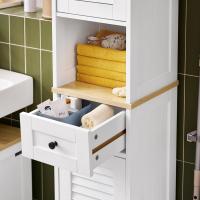 Armario para baño Alto Mueble Columna de Baño Estanterías de Baño con 2 Puertas y 1 Cajón Blanco - details 21