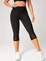 Leggings Capri Deportivos de Cintura Alta para Mujer con Panel de Malla, Estilo Casual, Pantalones de Yoga Elásticos - details 2