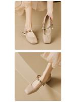 Zapatos Mary Jane de punta cuadrada para mujer, estilo francés con falda, tacón bajo, talla grande, 2025 - details 4