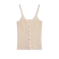 PB&ZA2025 camisola sin mangas de punto simple con cuello en V estilo perezoso ligeramente transparente ajustada ropa de verano nueva para mujer. - details 1