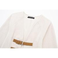 Primavera mujer moda abrigo sólido cuello pico manga larga cinturón cárdigan chaqueta mujer Casual Chic Slim mujer nuevo en abrigos Top - details 9