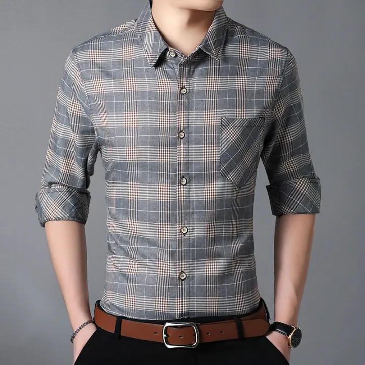 Camisa de Cuadros para Hombres Tallas Grandes 5XL 6XL 7XL Manga Larga Moda Otoño Negocios Casual Oficina - 1