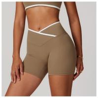 Pantalones cortos de Yoga cruzados de cintura alta, ajustados y Nude, pantalones deportivos de levantamiento de cadera de melocotón, pantalones de Fitness al aire libre para mujer - details 11