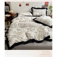 Conjunto de Cama de Algodón Tejido Nube Borde Sombrero de Cama de Cuatro Piezas - details 9