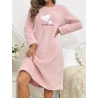 Camisón de manga larga para mujer, vestidos de forro polar, vestido Midi de felpa gruesa, camisa de noche peluda, Jersey, sudadera - details 2