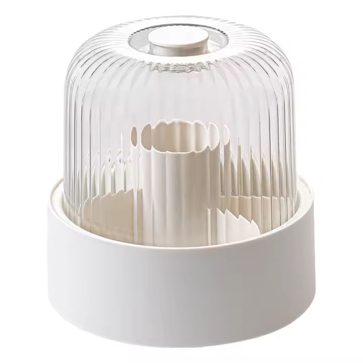 Soporte para brochas de maquillaje con tapa, organizador de cosméticos, suave, giratorio de 360 °, maquillaje ordenado para tocador - 1
