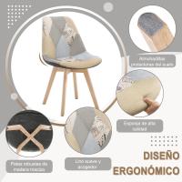 Silla Nórdica Multicolor con Resaldo Estilo Patchwork para Cocina BH29mf-4 - details 13