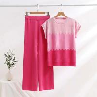 Pantalones informales de verano con gradiente, ropa informal, pijama de 2 piezas, conjunto de camiseta sin mangas de punto, conjunto de dos piezas para mujer 2025 - details 2