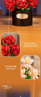 Rosa eterna para el Día de San Valentín, bloques de construcción, flor de mariscos, cubierta de polvo en maceta, regalo especial romántico exquisito para niña - details 8