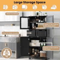 Armario Suelo de Baño, Mueble de Baño con Estantes Ajustables, Mueble de Almacenaje con Cajones y Doble Puerta, Mueble Lateral Multifuncional para Cocina (Gris) - details 10