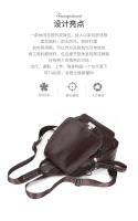 Mochila de cuero genuino para mujer, bolso de moda, bolsas de viaje antirrobo, estilo urbano, plegable, de cuero suave, bolso trasero vintage, bolsas impermeables, estilo punk, personalidad callejera - details 2
